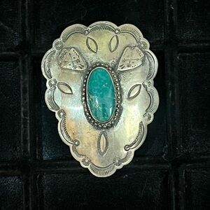 Vintage Navajo sterling silver 925 turquoise brooch pendant handmade